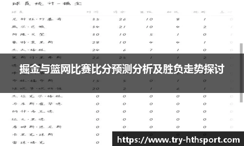 掘金与篮网比赛比分预测分析及胜负走势探讨
